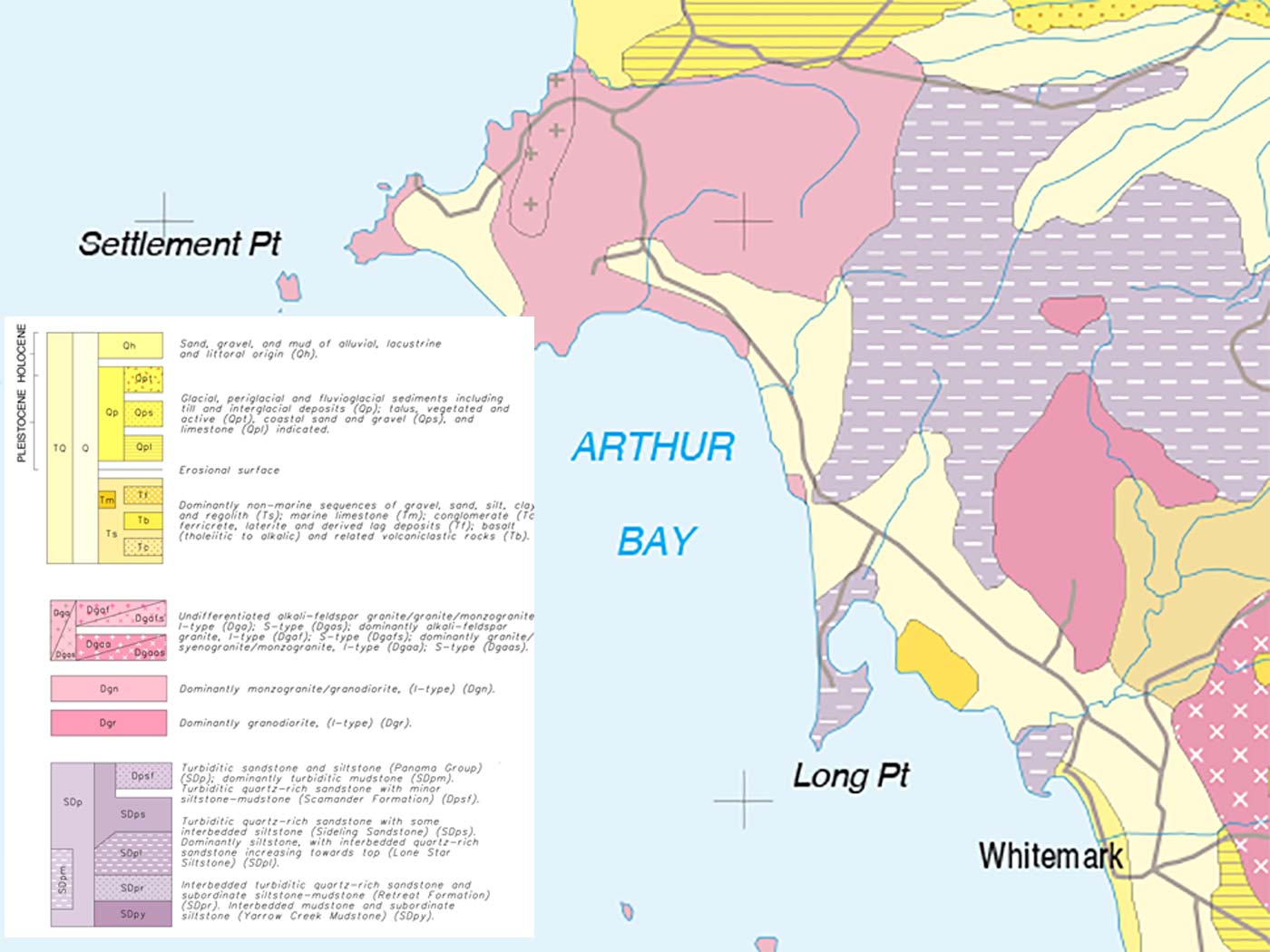 geological map detail of Allports Beach area