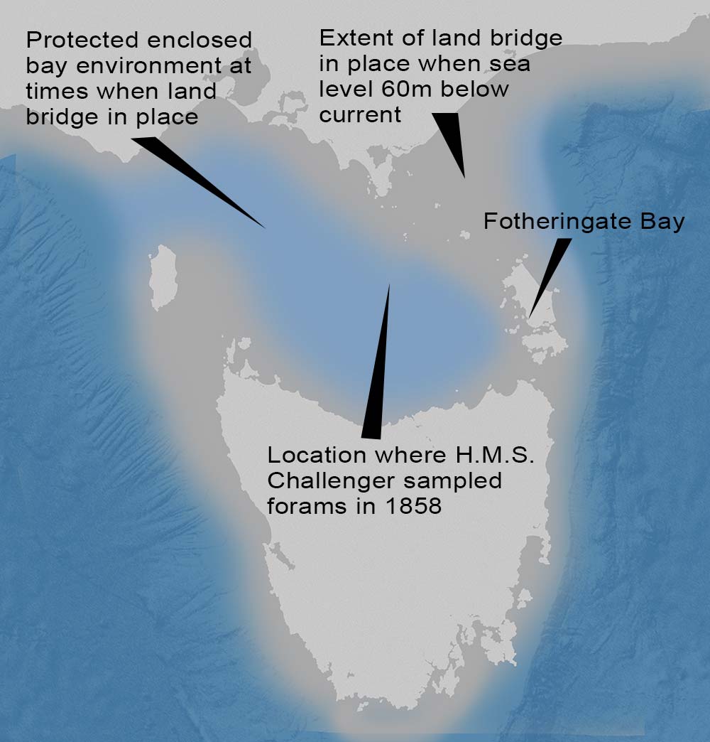 map of Bass Strait land bridge